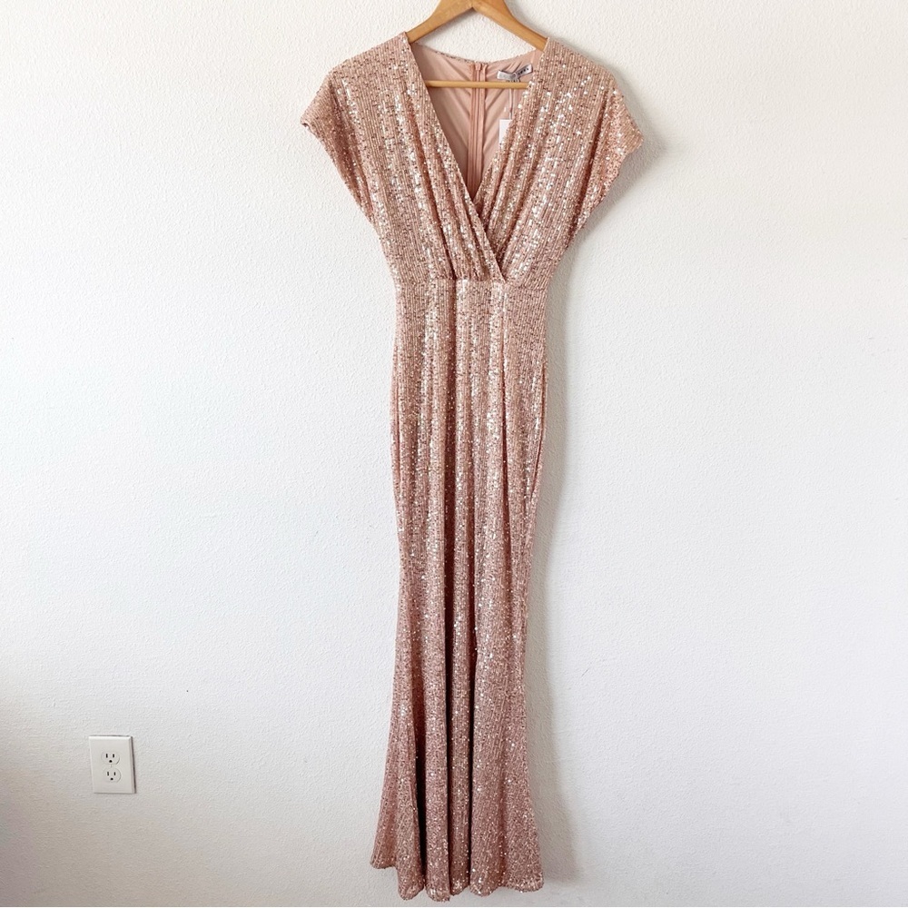 Baltic Born Vienna V-Neck Sequin Formal Maxi Dress in Champagne - Picture 2 of 10